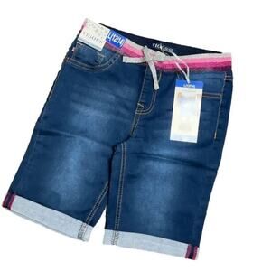 Vigoss Girls Jeans Shorts Bermuda Cuff Dark Blue Size Large NWT